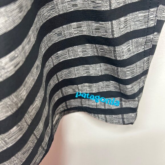 Patagonia Striped Board Shorts With Drawstring Waist & Zippered Pocket Black/Gra - Picture 4 of 8